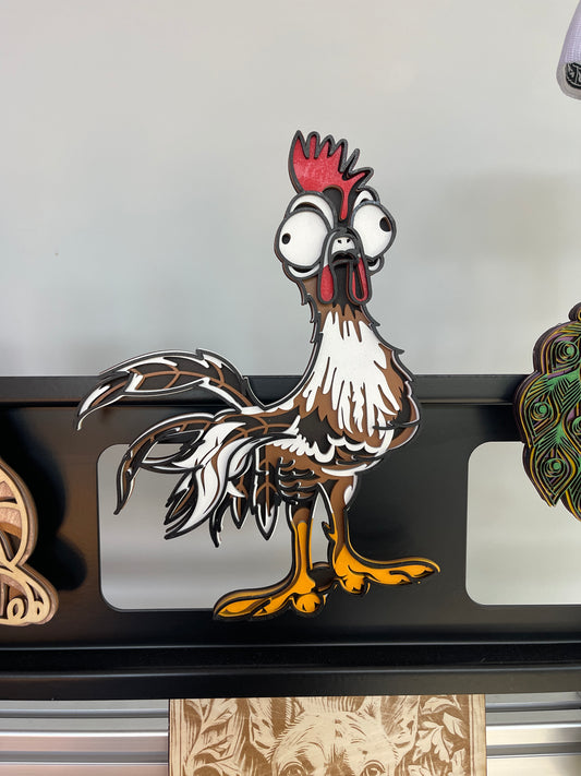 3D Layered "Loco" Rooster Art