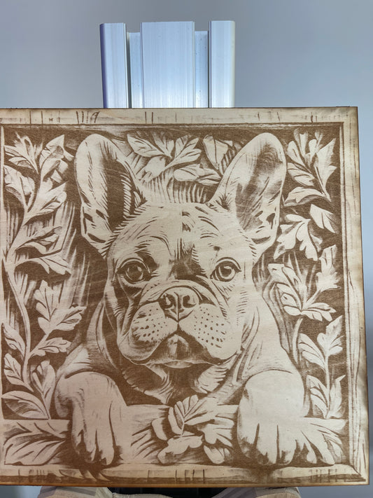 French Bulldog Laser Engraved Art
