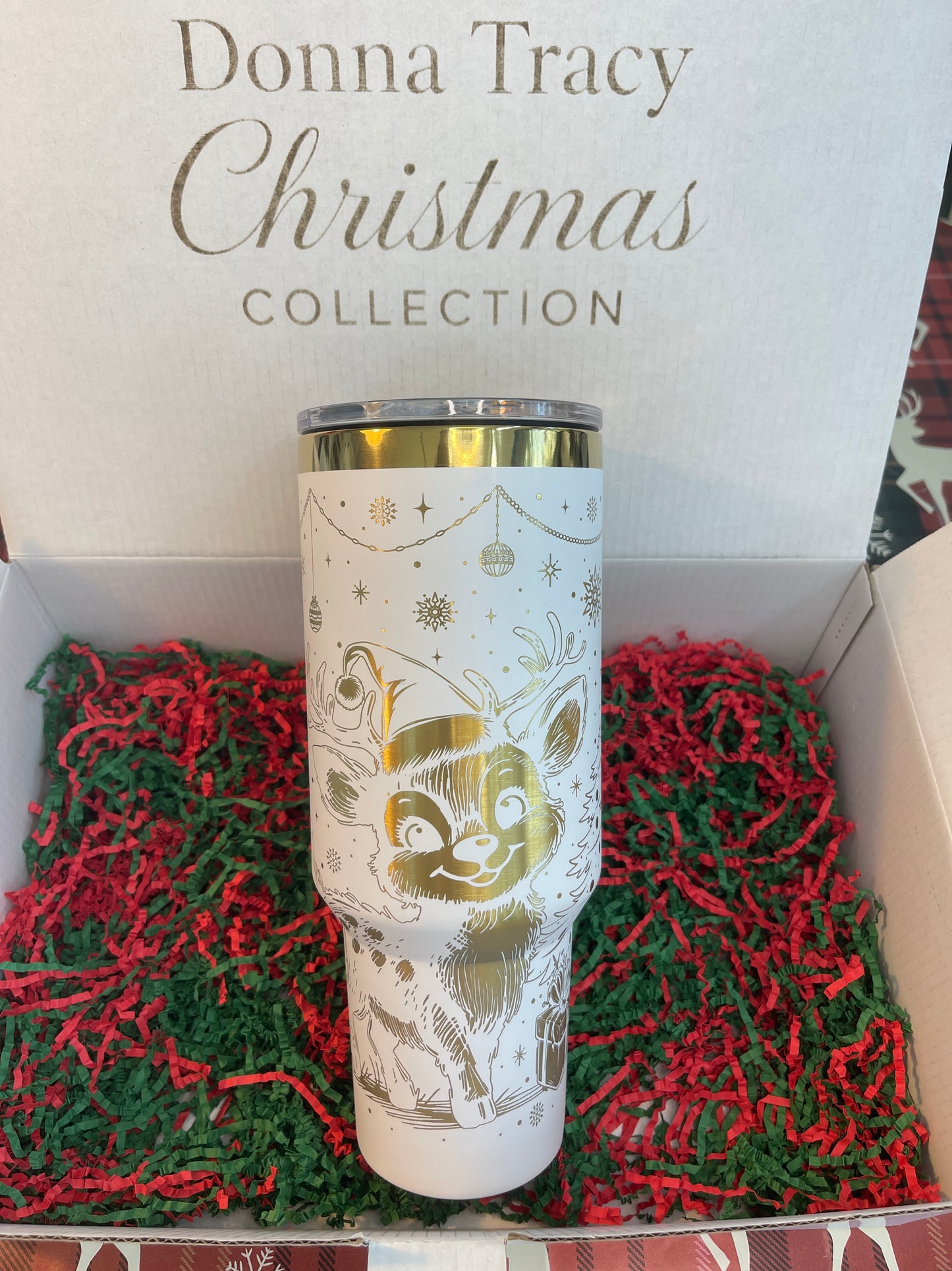 Elegant Christmas Reindeer - 40 oz White & Gold Tumbler