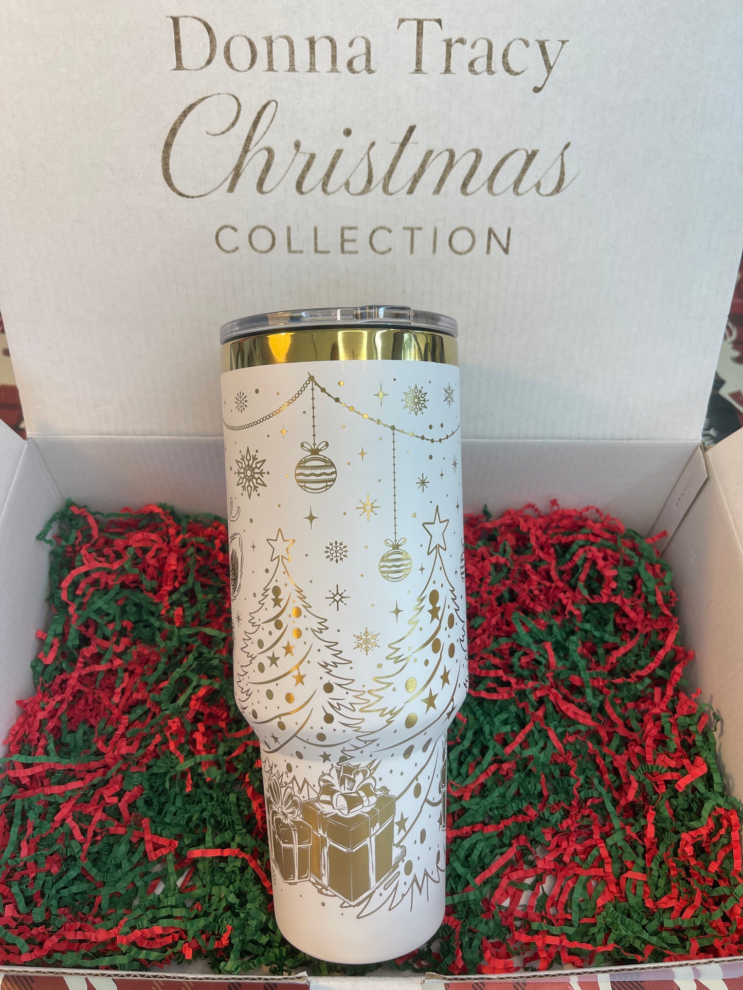 Elegant Christmas Reindeer - 40 oz White & Gold Tumbler