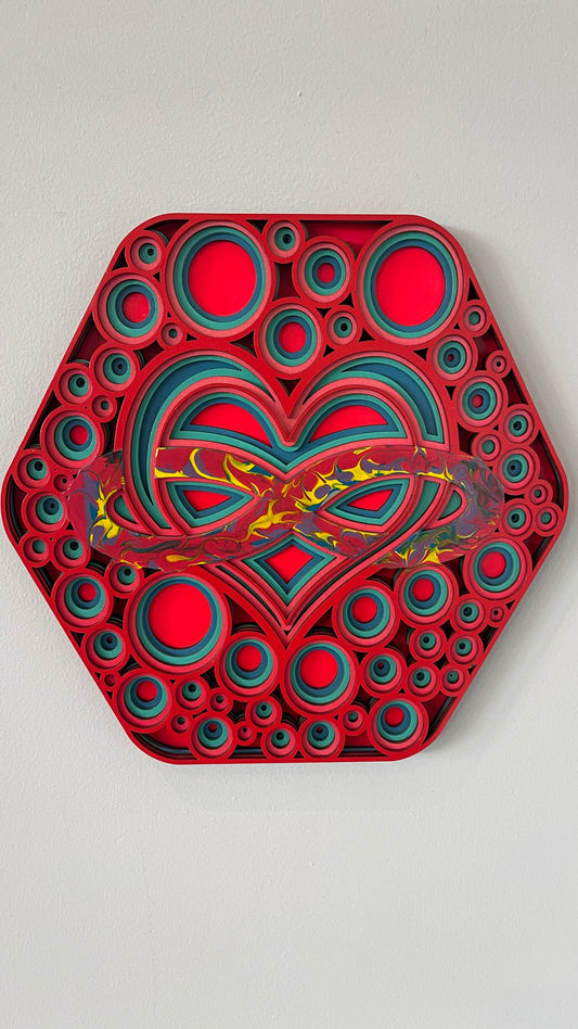 Rare 3D Infinity Heart Art