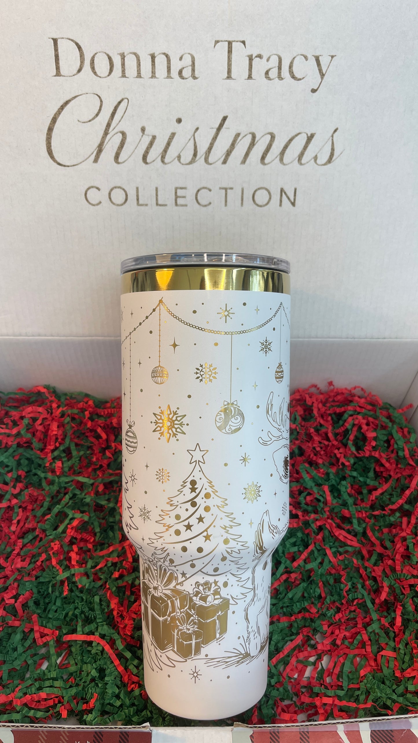 Elegant Christmas Reindeer - 40 oz White & Gold Tumbler