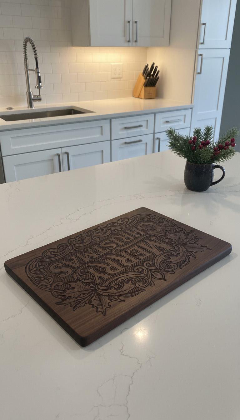Merry Christmas Laser Engraved Cutting Board
