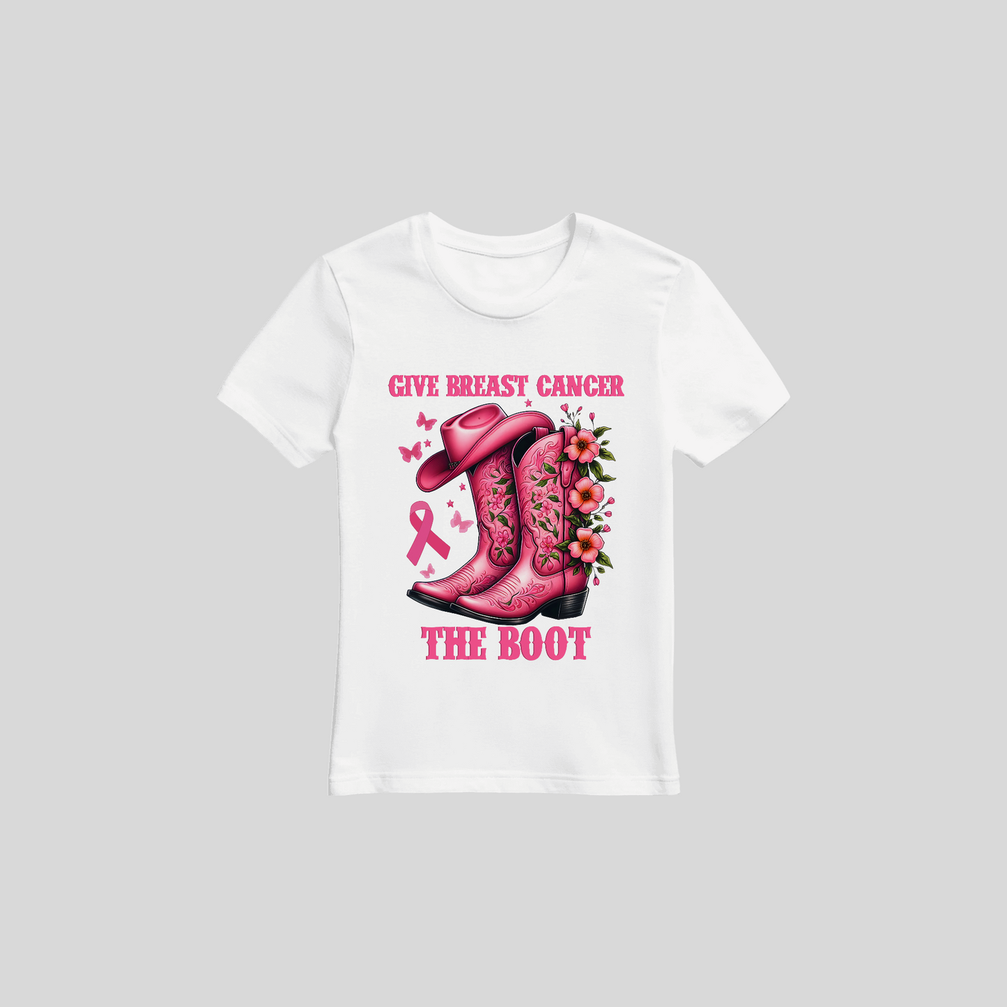 Give Breast Cancer The Boot TShirt - Pink October