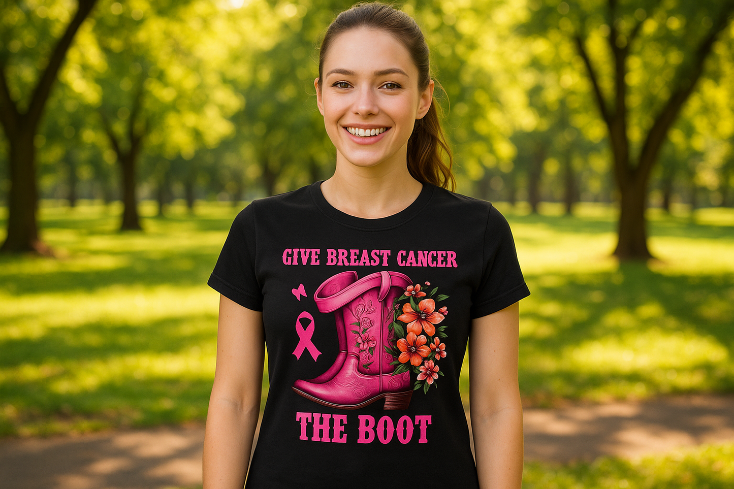 Black t-shirt with model