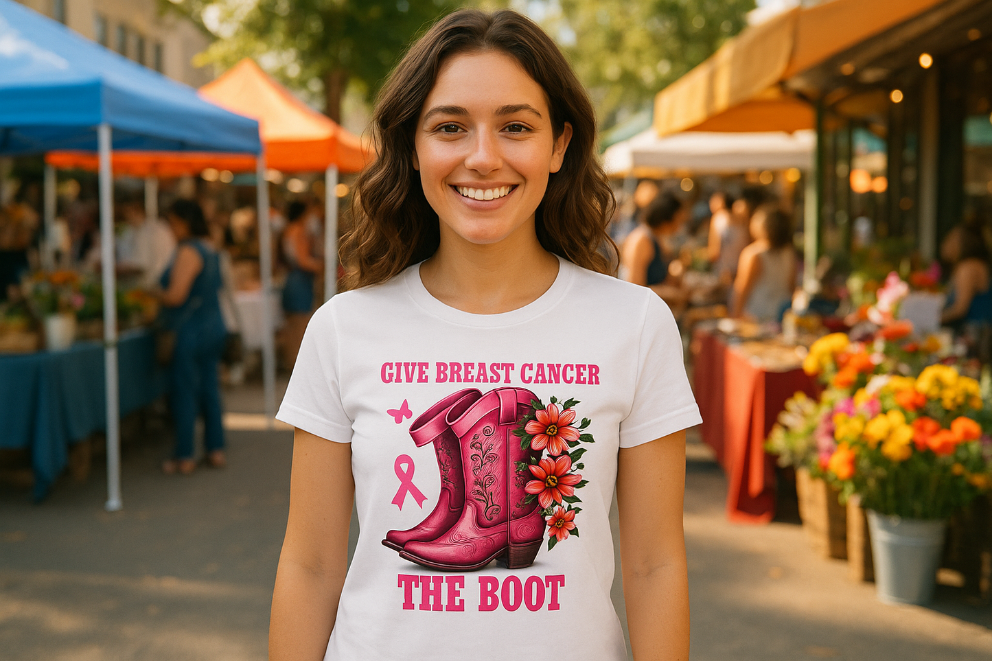 Give Breast Cancer The Boot TShirt - Pink October