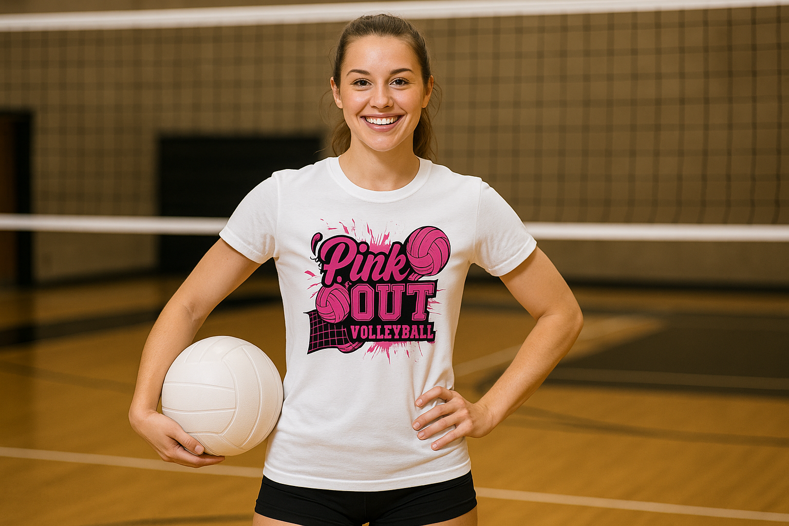Generated volleyball court image with white shirt