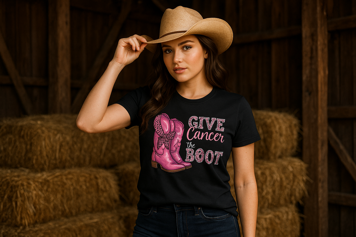 Give Breast Cancer The Boot - Turquoise Stone